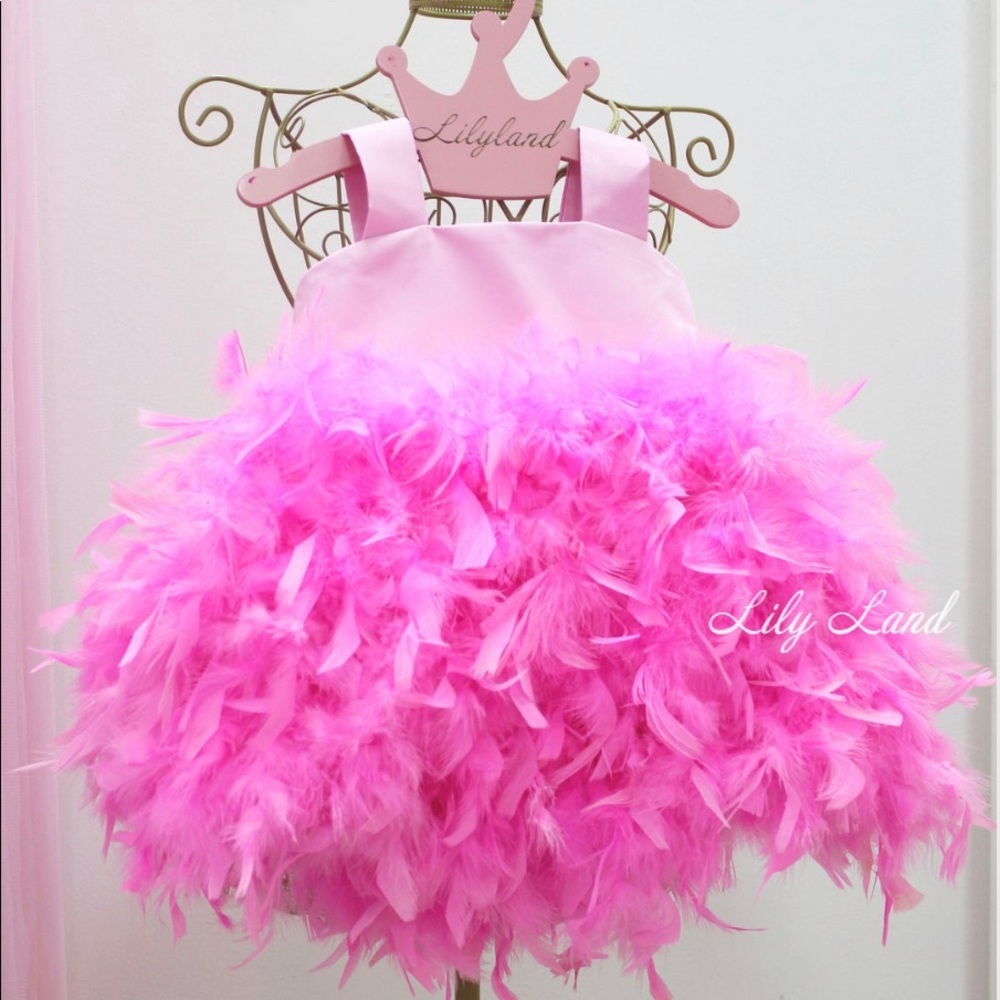 Pink feather birthday dress